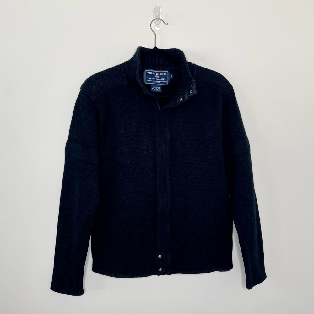 Polo Sport Ralph Lauren Black Heavy Cashmere Zip Cardigan Sweater Jacket Medium